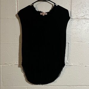 Philosophy Black Frayed Hem Sleeveless Top Small